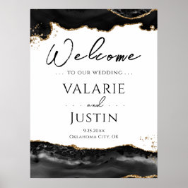 Póster Signo de bienvenida de Boda de Agate Purpurina de