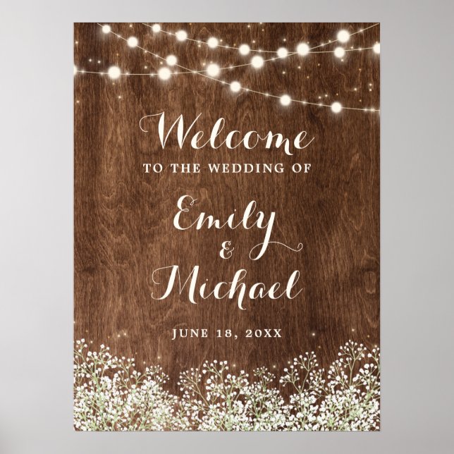 Póster Signo de bienvenida de Boda de aliento de bebé de  (Frente)