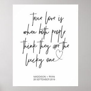Póster Signo de bienvenida de Boda de amor verdadero