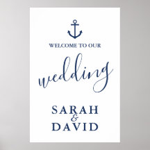 Signo de bienvenida de Boda de anclaje de la Marin