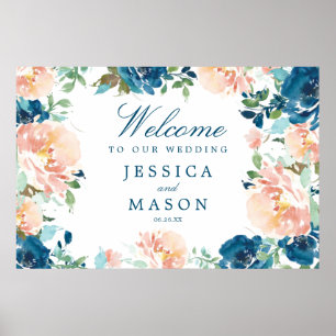Póster Signo de bienvenida de Boda de Blooms de Medianoch