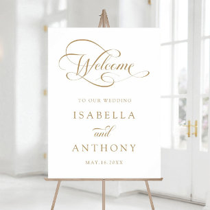 Póster Signo de bienvenida de Boda de caligrafía elegante