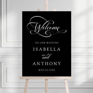 Póster Signo de bienvenida de Boda de caligrafía elegante