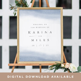 Póster Signo de bienvenida de Boda de color de agua coste