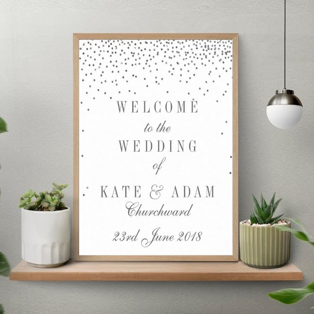 Póster Signo de bienvenida de Boda de confeti de plata gl (Subido por el creador)