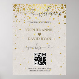 Póster Signo de bienvenida de Boda de Confetti dorado con