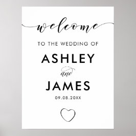 Póster Signo de bienvenida de Boda de corazón abierto, bl