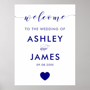 Póster Signo de bienvenida de Boda de corazón de la marin