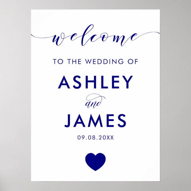 Póster Signo de bienvenida de Boda de corazón de la marin (Frente)
