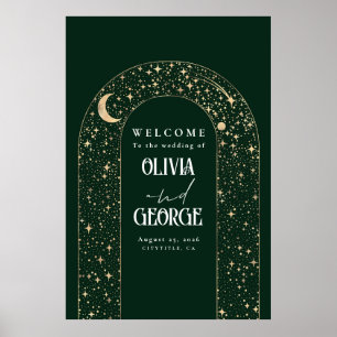 Póster Signo de bienvenida de Boda de estrellas de noche 