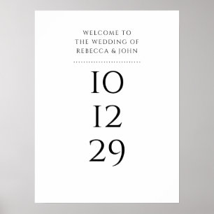 Póster Signo de bienvenida de Boda de fecha especial en b
