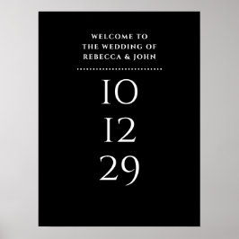 Póster Signo de bienvenida de Boda de fecha especial en b