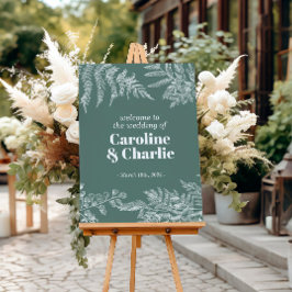 Póster Signo de bienvenida de Boda de Fern Woodland botán