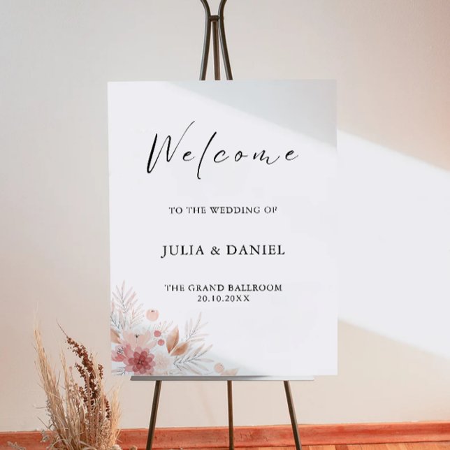 Póster Signo de bienvenida de Boda de flores silvestres (Wildflower Wedding Welcome Sign)