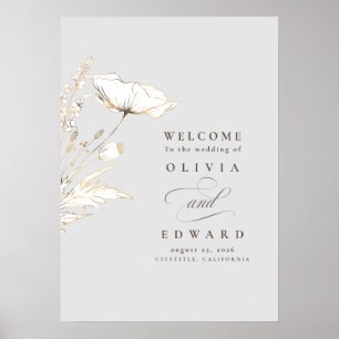 Póster Signo de bienvenida de Boda de flores silvestres d
