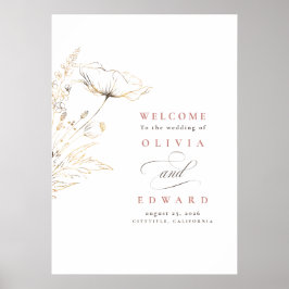Póster Signo de bienvenida de Boda de flores silvestres d