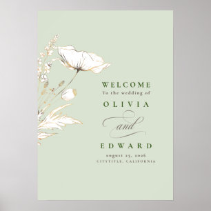 Póster Signo de bienvenida de Boda de flores silvestres d