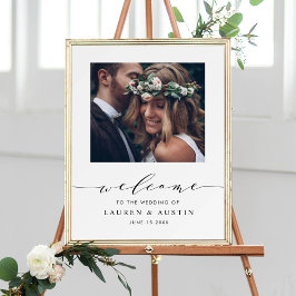 Póster Signo de bienvenida de Boda de fotografía con escr