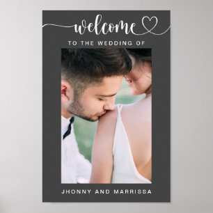 Póster Signo de bienvenida de Boda de fotos de script sim