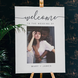 Póster Signo de bienvenida de Boda de fotos de script sim