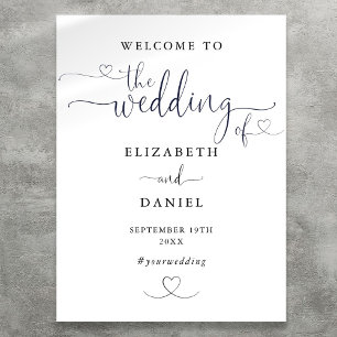 Póster Signo De Bienvenida De Boda De Guión De Corazón Bl