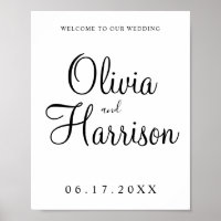 Signo de bienvenida de Boda de guión elegante
