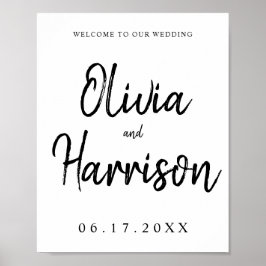 Póster Signo de bienvenida de Boda de guión elegante