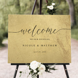 Póster Signo de bienvenida de Boda de guiones elegantes e