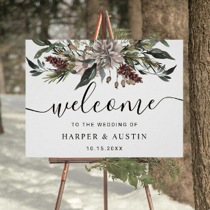 Póster Signo de bienvenida de boda de invierno de otoño f