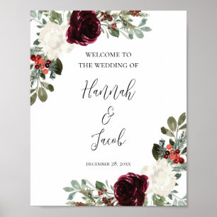 Póster Signo de bienvenida de boda de invierno para Navid