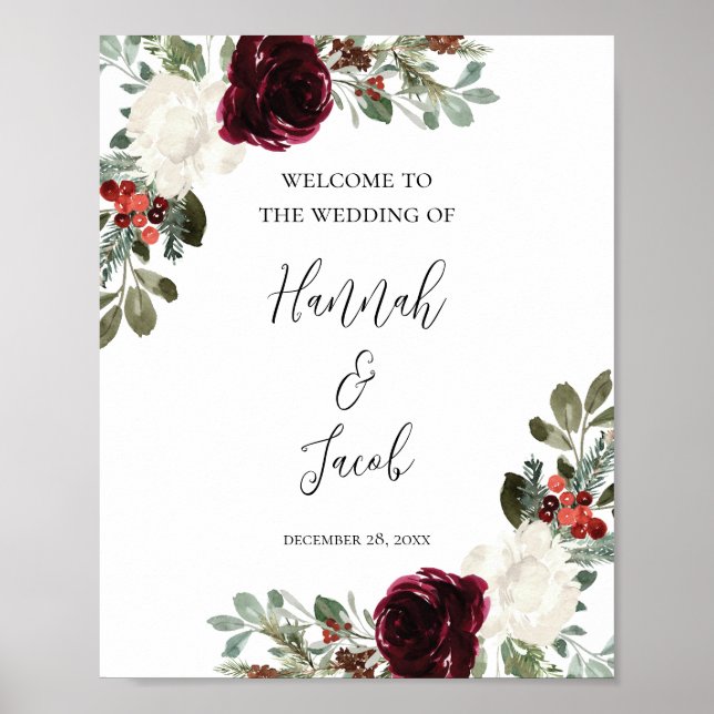Póster Signo de bienvenida de boda de invierno para Navid (Frente)