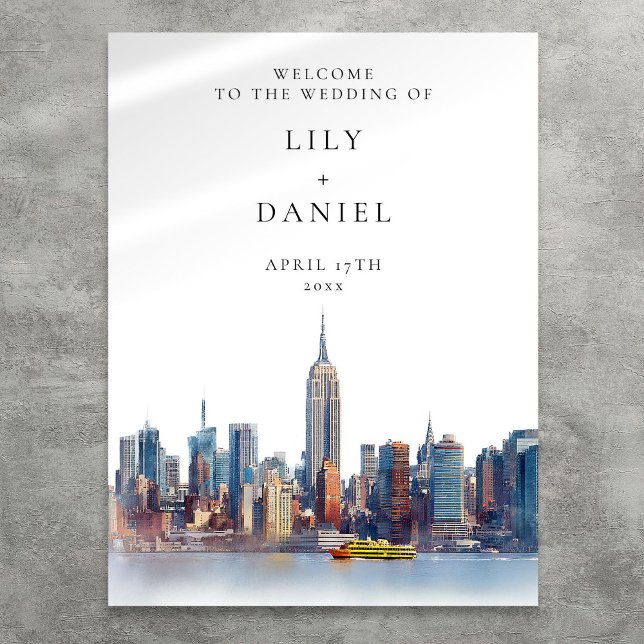 Póster Signo de bienvenida de Boda de la ciudad de Nueva  (New York City Wedding Welcome Sign)