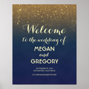 Póster Signo de bienvenida de boda de la Marina y Purpuri