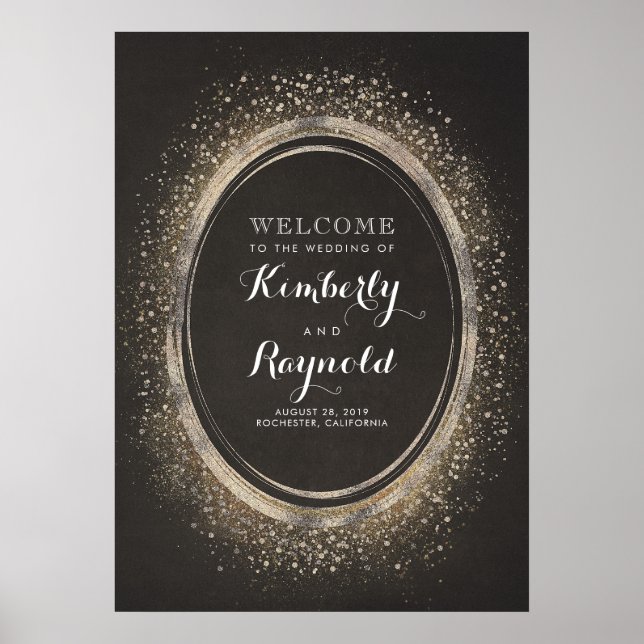 Póster Signo de bienvenida de Boda de marco de Purpurina  (Frente)