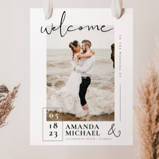 Póster Signo de bienvenida de Boda de moda con foto