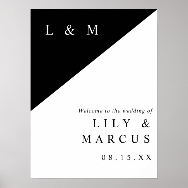 Póster Signo de bienvenida de Boda de monograma de Moda b (Frente)