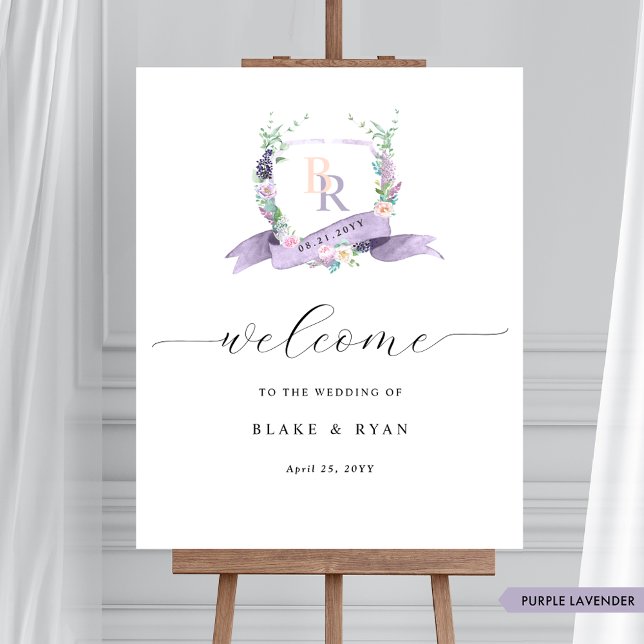 Póster Signo de bienvenida de Boda de monograma púrpura d (Subido por el creador)