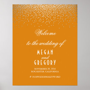 Póster Signo de bienvenida de Boda de Naranja de Confetti