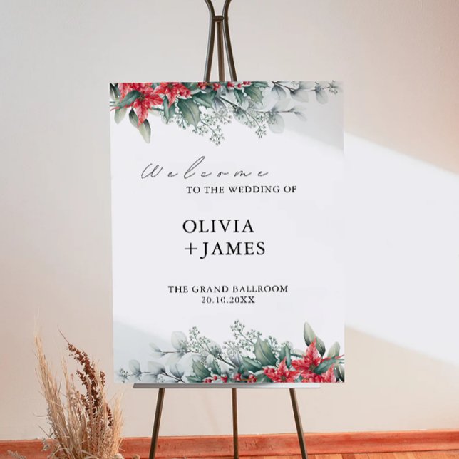 Póster Signo de bienvenida de Boda de navidades (Christmas Wedding Welcome Sign
)