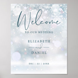 Póster Signo de bienvenida de Boda de nieve Winter Wonder