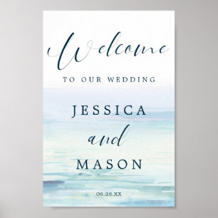 Póster Signo de bienvenida de boda de playa