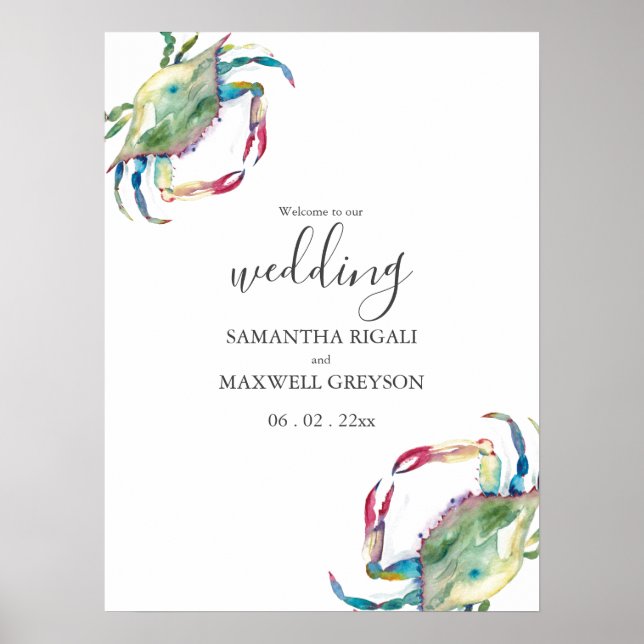 Póster Signo de bienvenida de boda de playa (Frente)