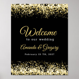 Póster Signo de bienvenida de Boda de Purpurina de Confet