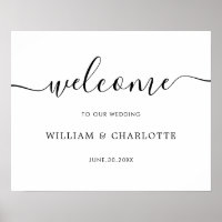 Signo de bienvenida de Boda de script elegante hor