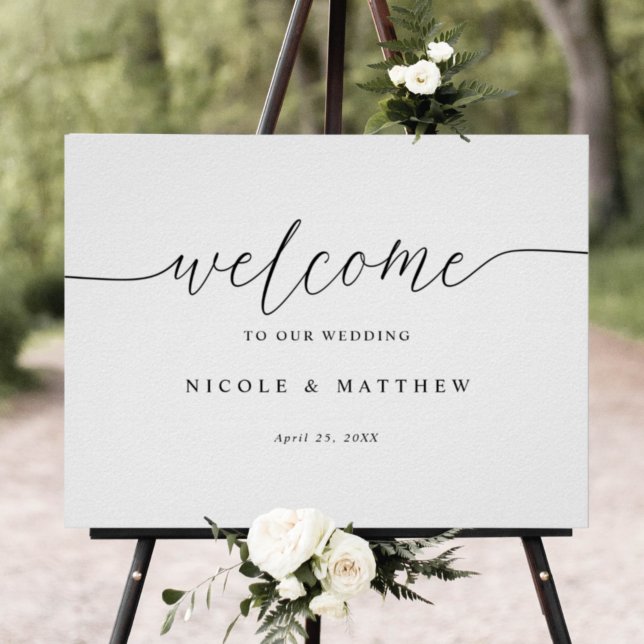 Póster Signo de bienvenida de Boda de script elegante hor (Subido por el creador)