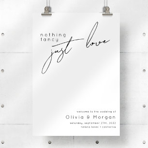 Póster Signo de bienvenida de Boda de script moderno