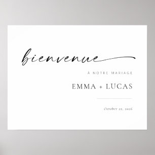 Póster Signo de bienvenida de Boda de script moderno de m