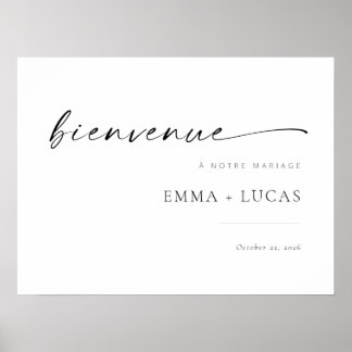 Póster Signo de bienvenida de Boda de script moderno de m