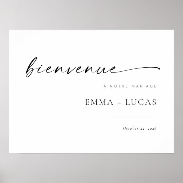 Póster Signo de bienvenida de Boda de script moderno de m (Frente)