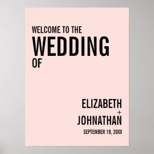 Póster Signo de bienvenida de Boda de tipografía simple y
